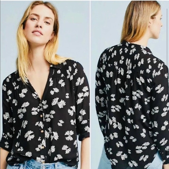 Anthropologie Tops - Anthropologie Maeve Emory Bow Button Down Top